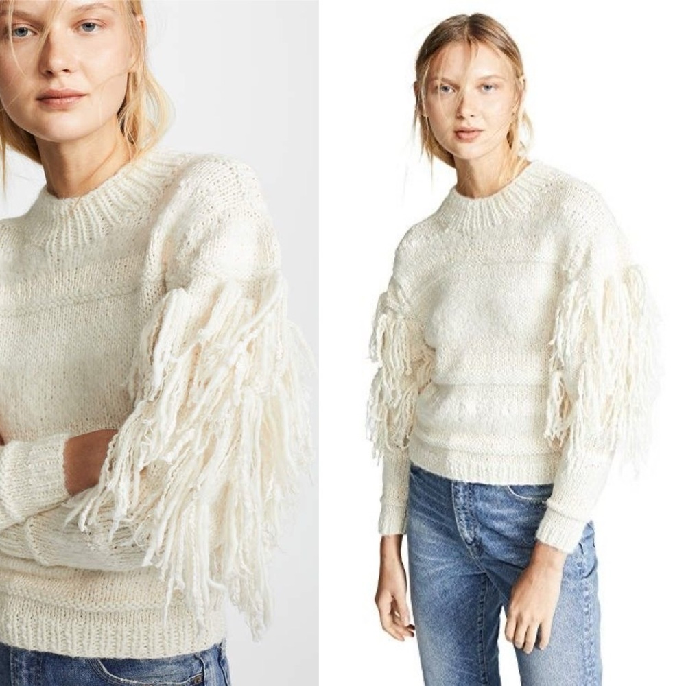 Ulla Johnson Delma Fringe Pullover Sweater Cream Ivory Tassel Knit Size P / XS - Picture 10 of 16